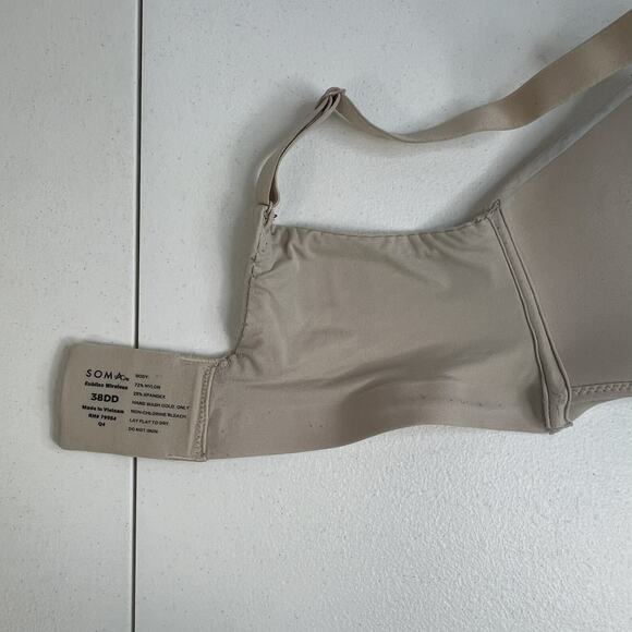 Soma 38DD Enbliss Wireless Bra Beige Nude Padded Seamless Comfort Stretch - Picture 14 of 16